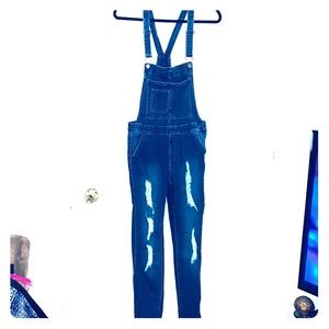Vintage Fashion Nova Jean Pants Ripped Overalls - Size M